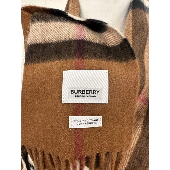 Burberry Contract Giant Check Cashmere Scarf Birch Brown 168 * 30 cm - Picture 4 of 7